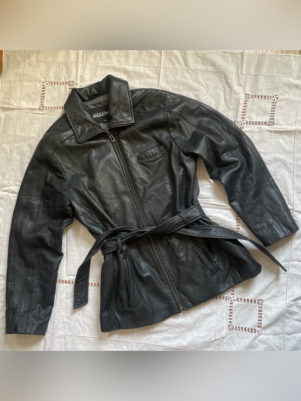 y2k kenneth cole reaction black leather jacket
